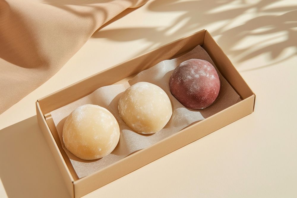 Red bean mochi box food confectionery.