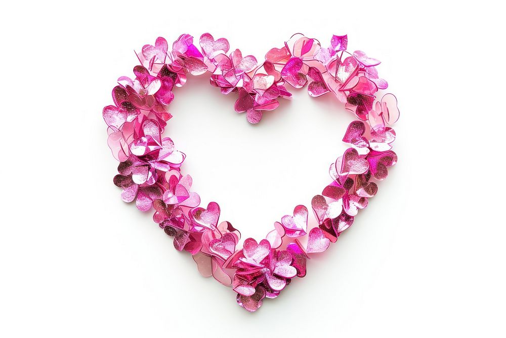 Pink heart frame jewelry flower petal.