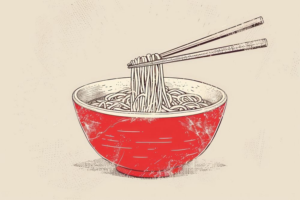 Ramen drawing chopsticks sketch.