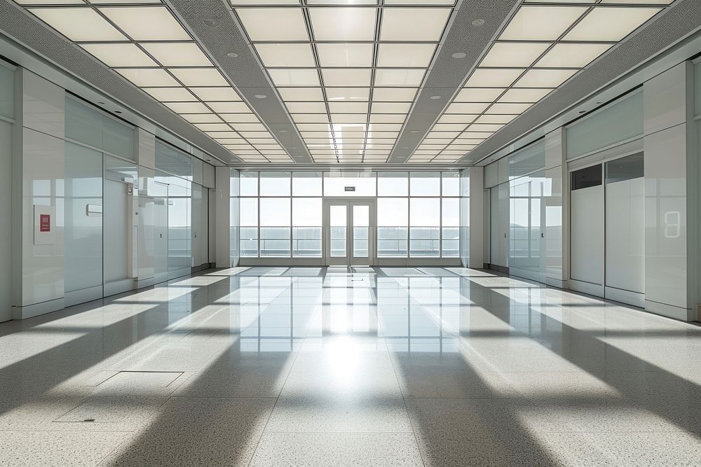 Clean and clear passenger room in airport floor architecture headquarters.