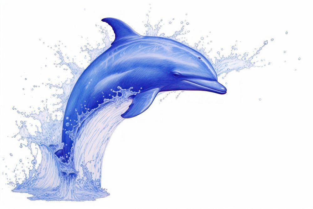 Dolphin spitting water drawing animal mammal.