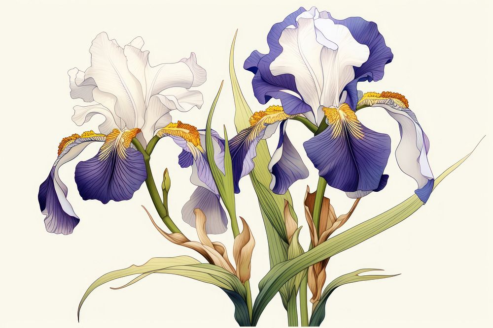 White iris vintage flower petal plant inflorescence.
