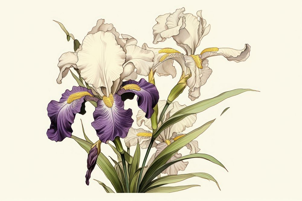 White iris vintage flower plant inflorescence freshness.