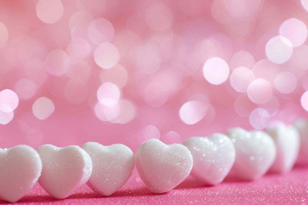 Valentine day white hearts on pink background backgrounds love confectionery.