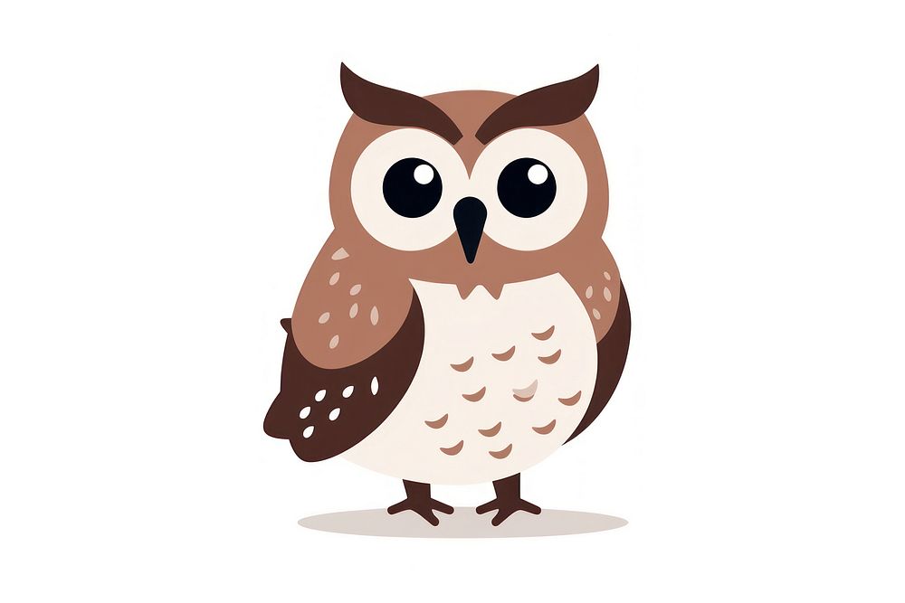 Flat design character owl drawing animal nature.