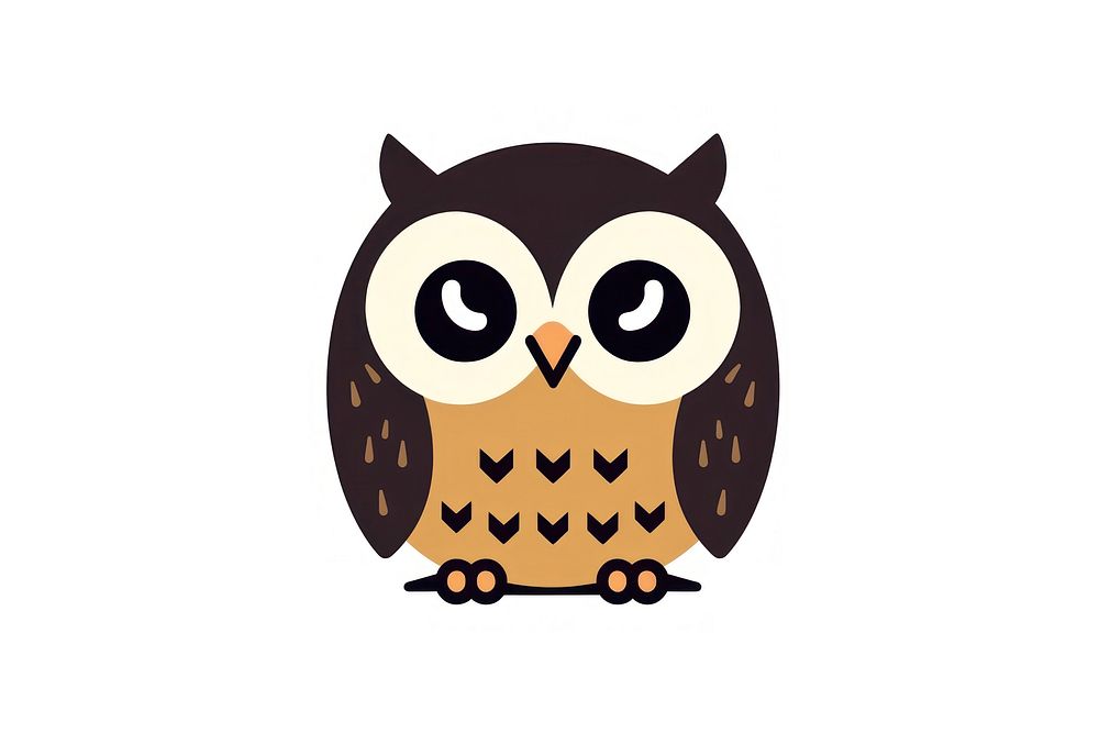 Flat design character owl drawing animal bird.