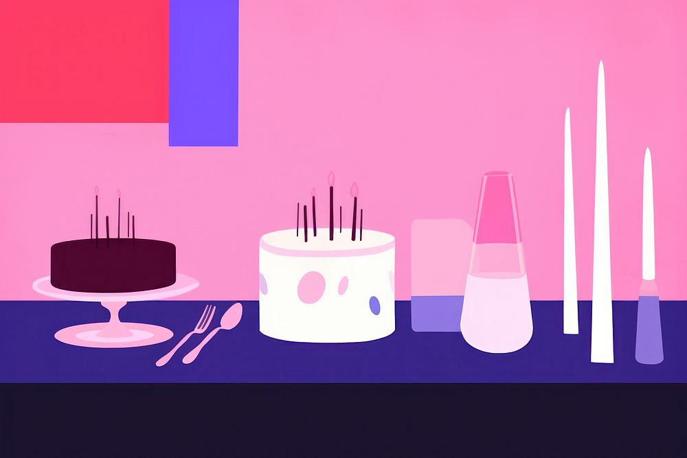 Birthday party have birthday cake dessert candle purple.