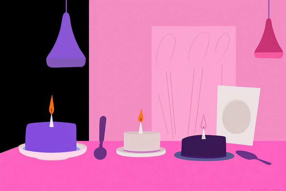 Birthday party have birthday cake dessert candle purple.