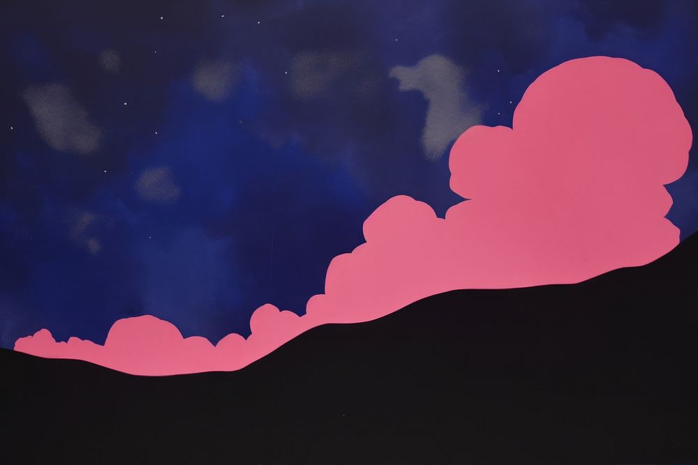 Night sky silhouette mountain.