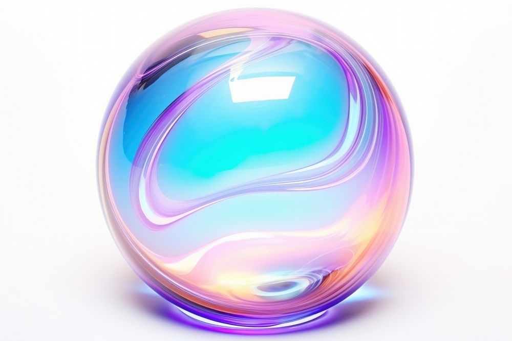 Glass liquid round blob sphere shape white background.