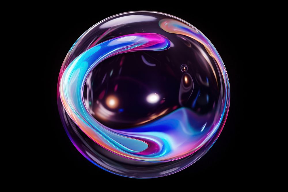 Glass liquid round blob sphere purple bubble.