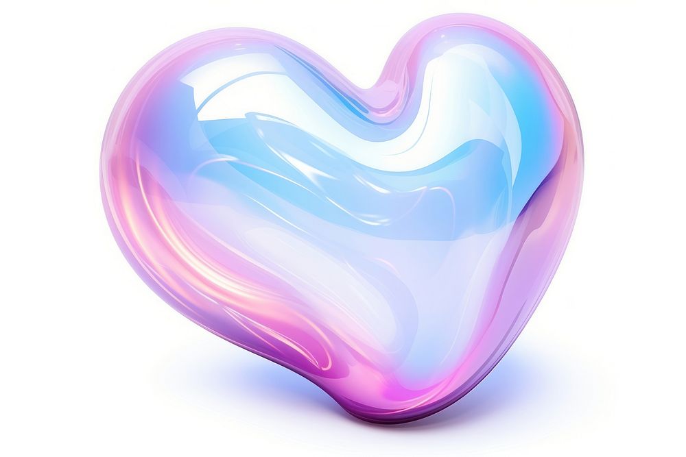 Glass liquid round blob heart shape white background creativity.