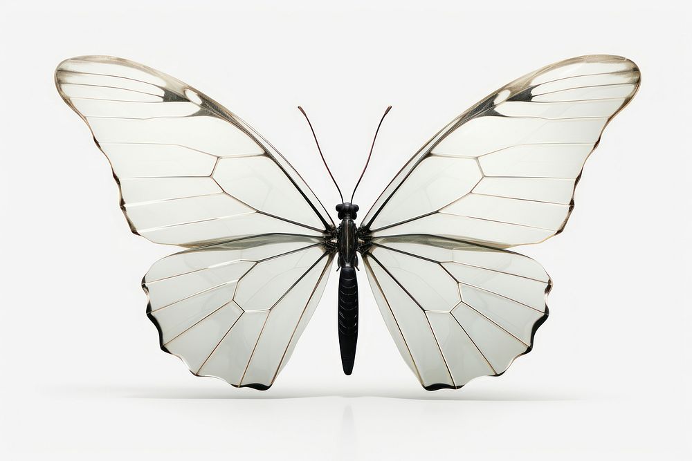 Butterfly side view animal insect white.
