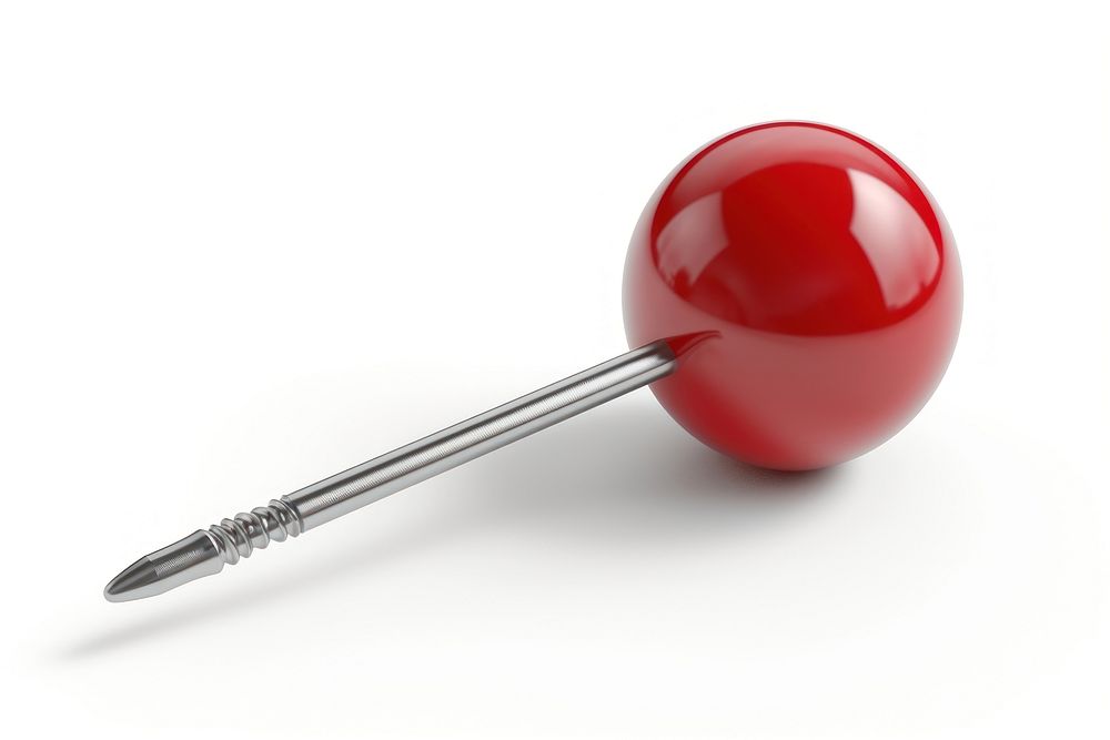 3d render of single push pin logo white background lollipop sphere.