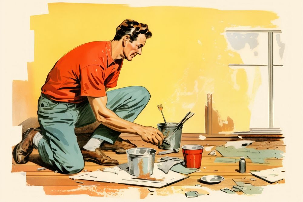 Man doing renovation work at home adult art craftsperson. AI generated Image by rawpixel.
