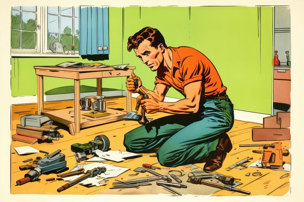 Man doing renovation work at home architecture carpenter building. AI generated Image by rawpixel.