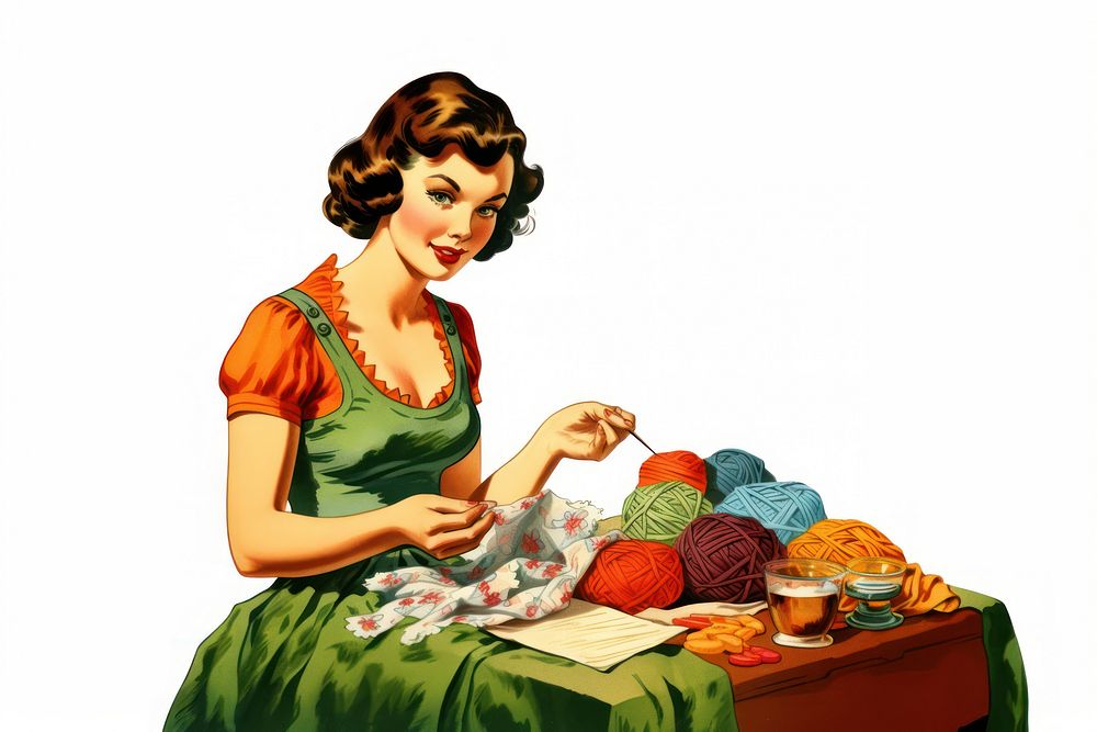 Woman crocheting adult relaxation creativity. AI generated Image by rawpixel.