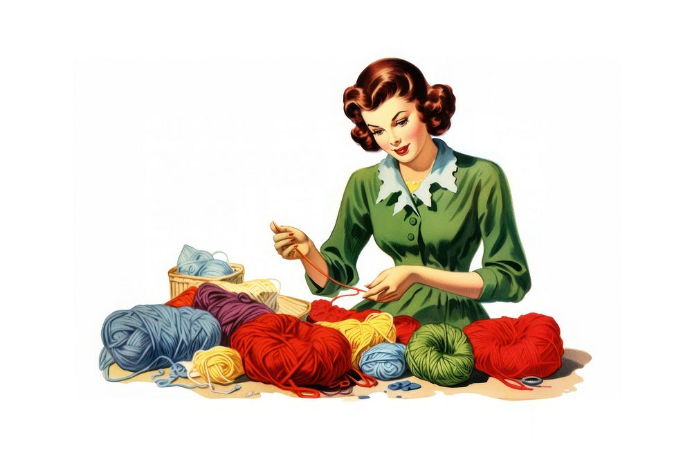 Woman crocheting adult white background creativity. AI generated Image by rawpixel.