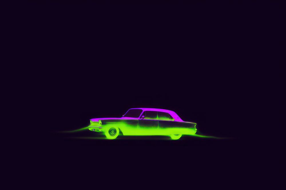 Vintage car neon vehicle purple.