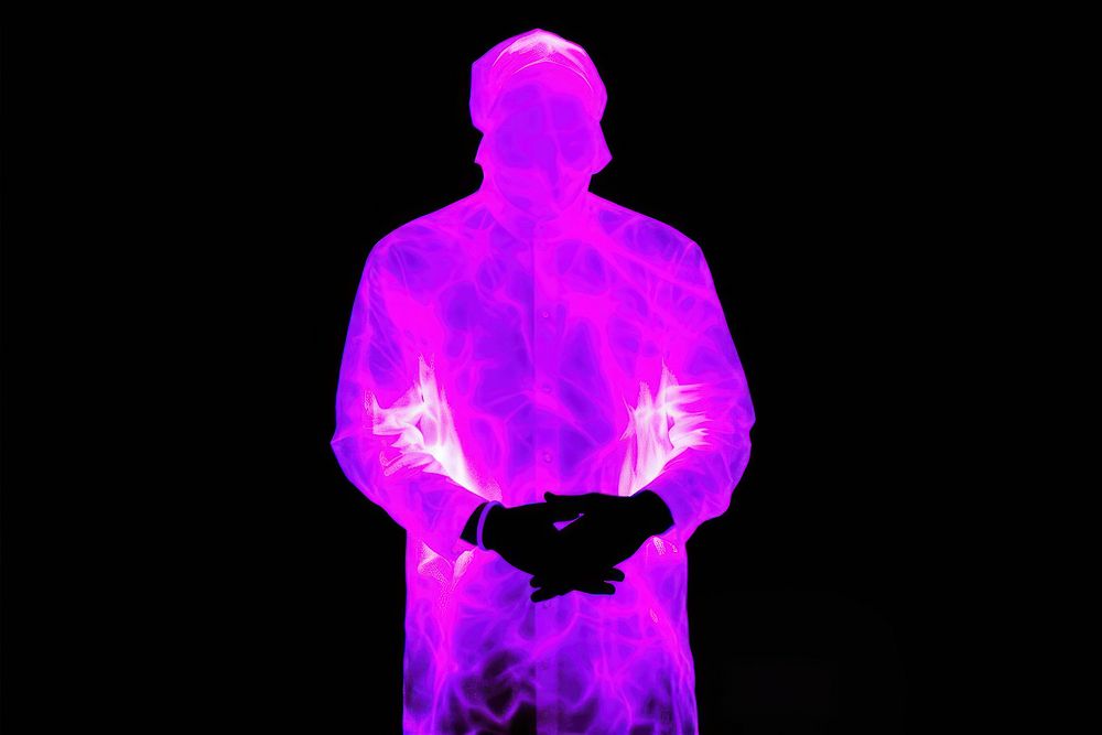 Muslim man pray purple adult illuminated.