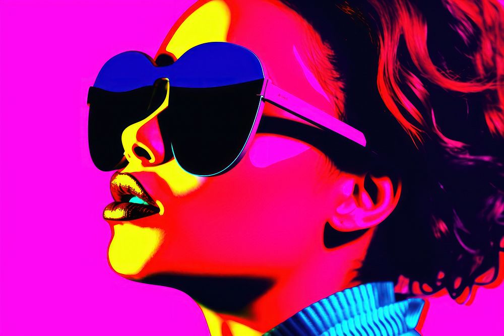 Woman wearing bold sun glasses sunglasses purple adult.