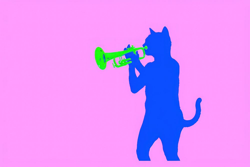 Cat playing trumpet mammal animal performance.