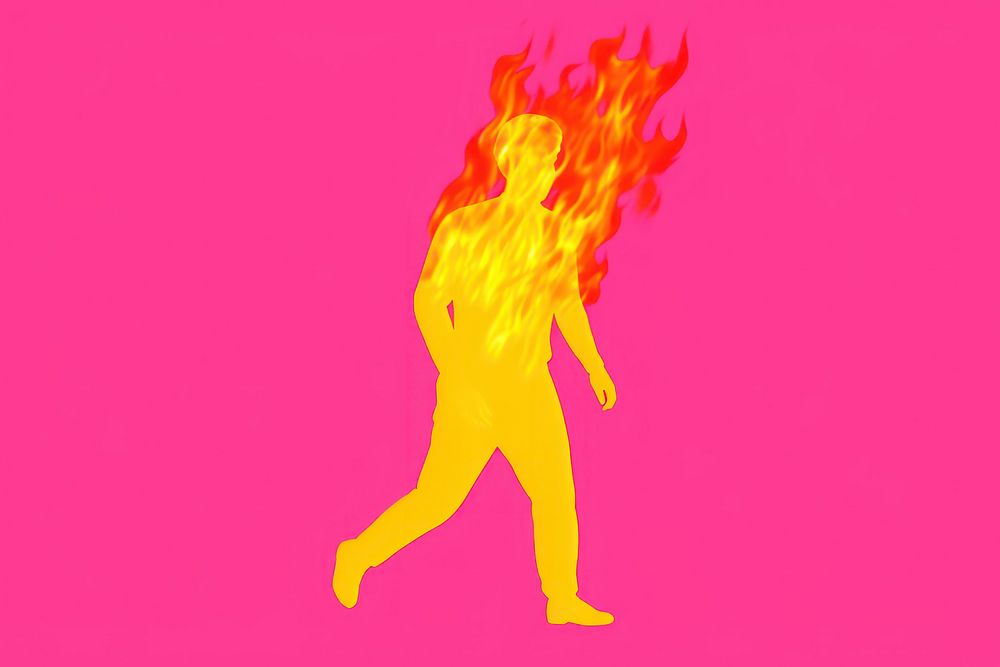 Man burning in fire graphics creativity recreation.