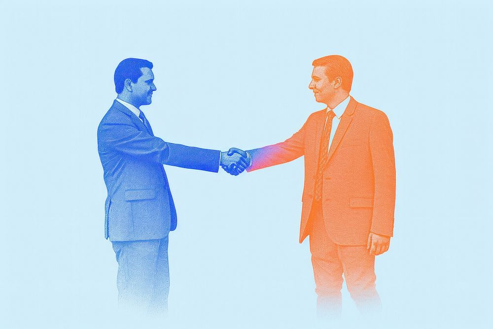 2 businessman handshake adult togetherness businesswear.