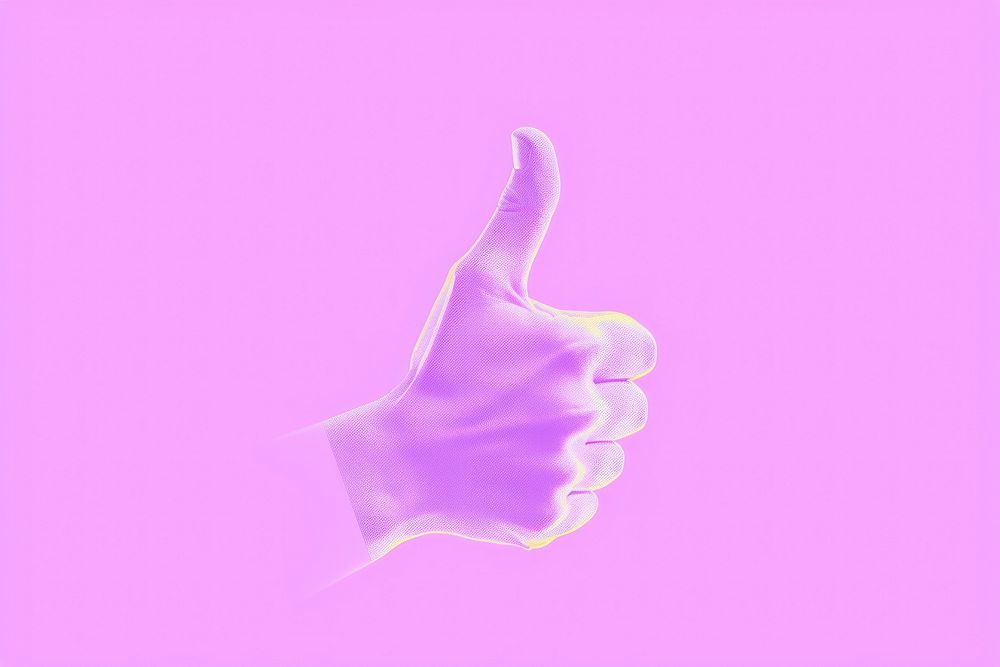 Thumb ups hand purple finger technology.