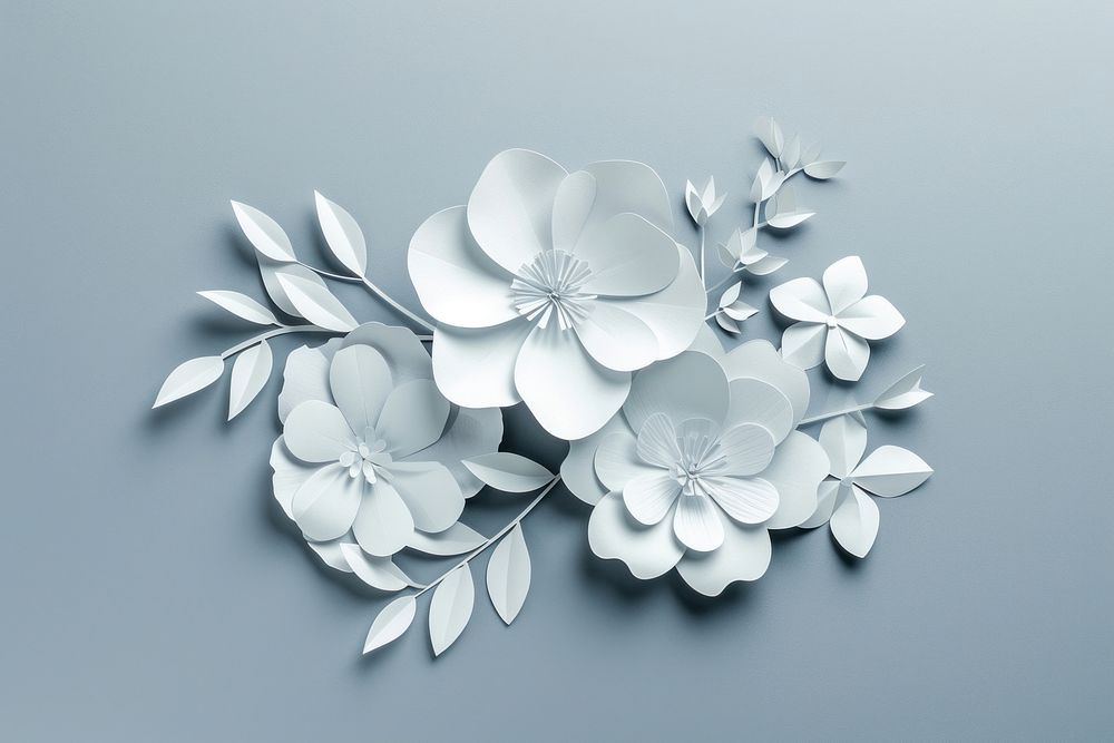 White paper flowers pattern plant gray.