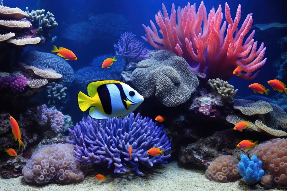 Coral reef with fish aquarium outdoors animal.