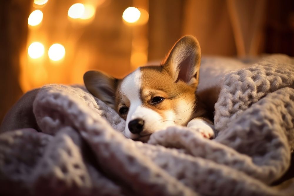 Corgi puppy cozy bed blanket | Free Photo - rawpixel