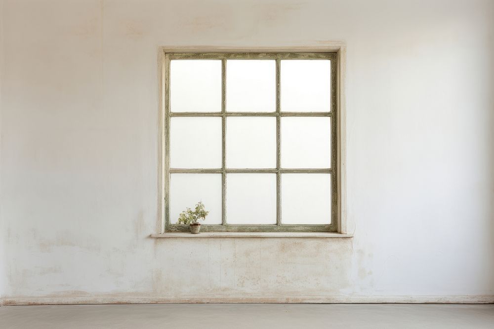 Window windowsill white wall.
