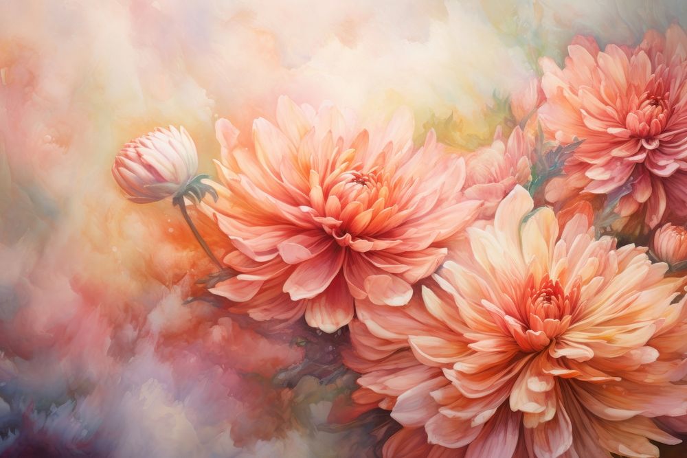 Chrysanthemum watercolor background backgrounds chrysanths painting.
