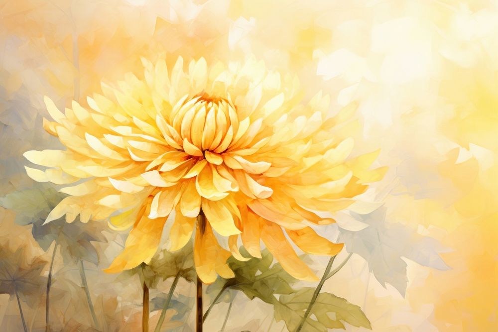 Chrysanthemum watercolor yellow background abstract backgrounds chrysanths flower.