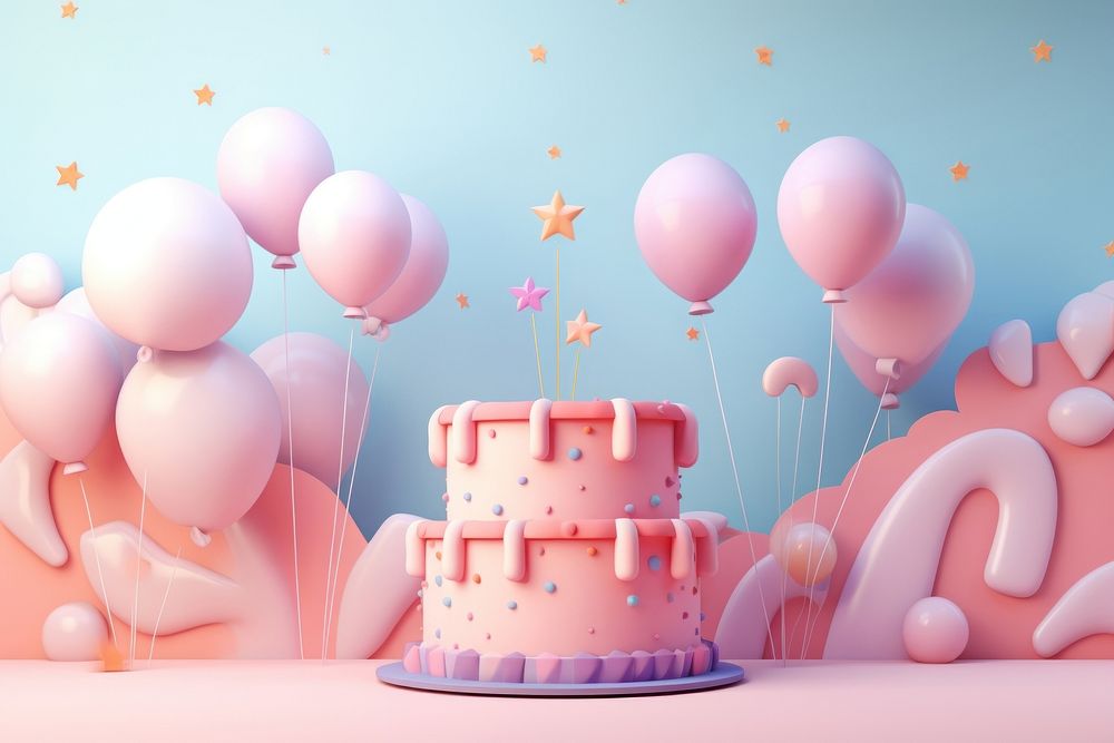 Cute brithday fantasy background dessert balloon party.