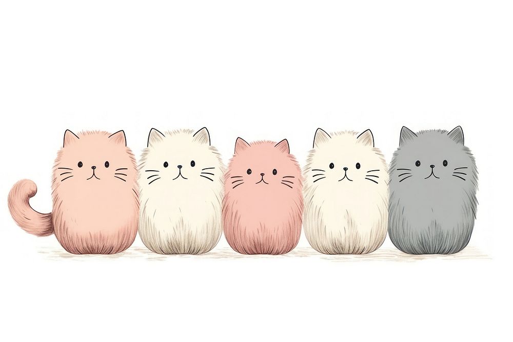  Cat in a row mammal animal cute. AI generated Image by rawpixel.
