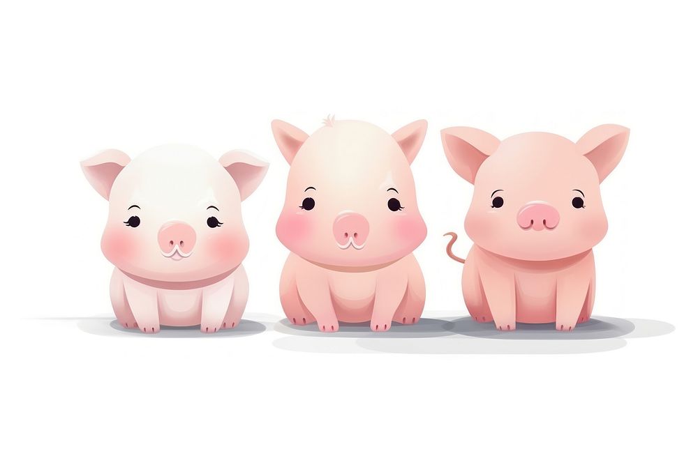  Pig in a row animal mammal cute. AI generated Image by rawpixel.