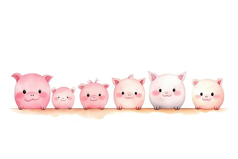  Pig in a row animal mammal white background. AI generated Image by rawpixel.