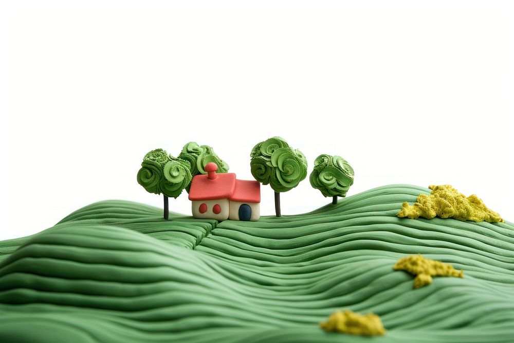 Clay 3d countryside green food landscape.