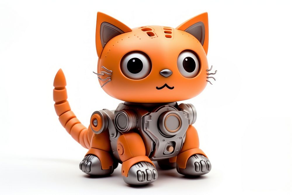 Cute plasticine clay 3d cat robot animal mammal cute.