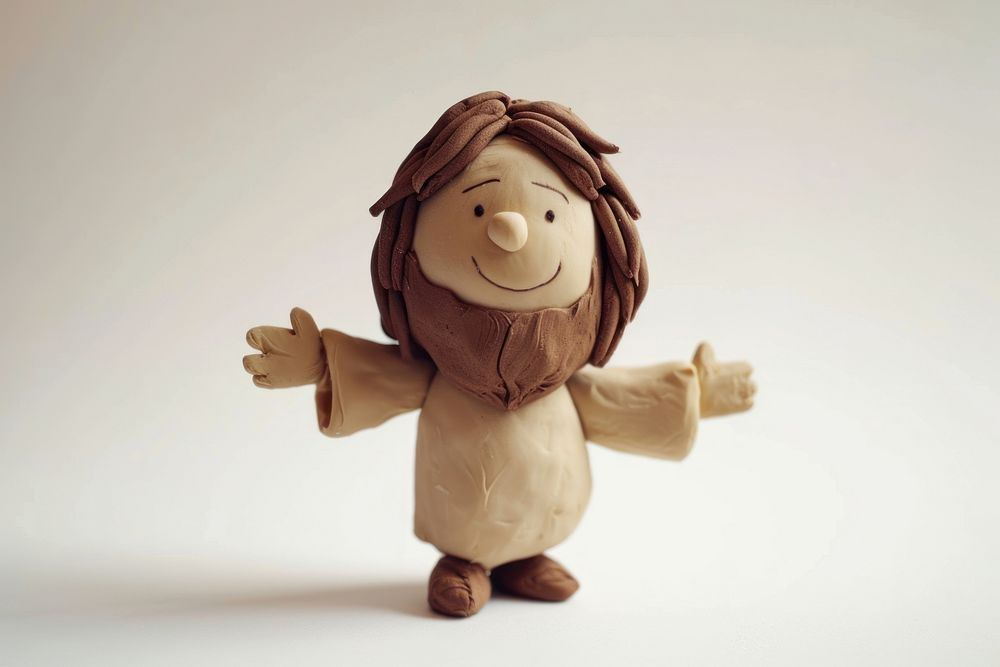 Clay 3d jesus figurine toy anthropomorphic.