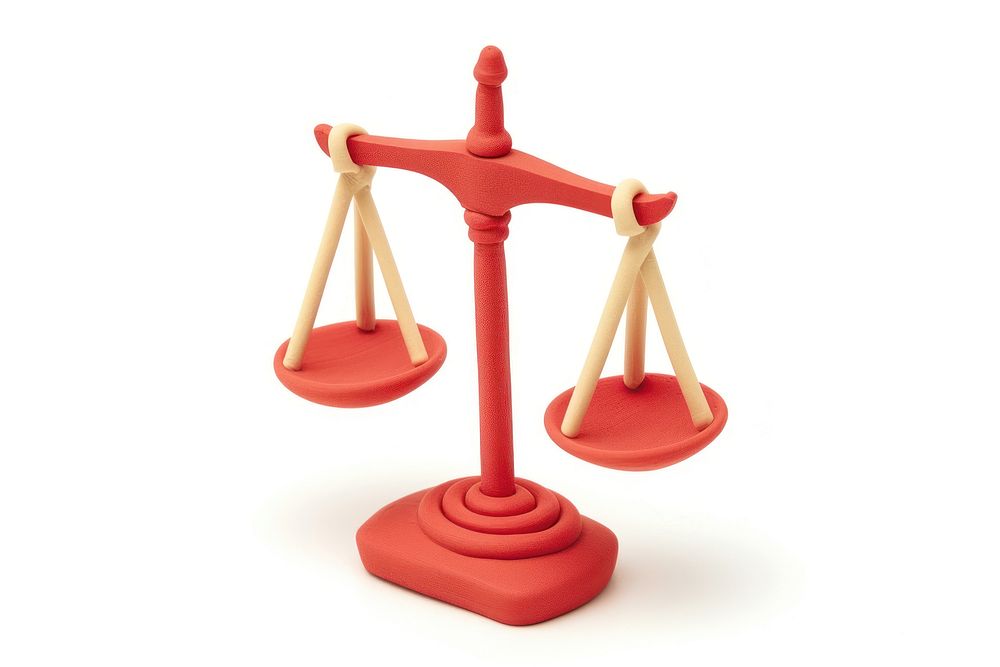 Clay 3d legal justice balance scale white background playground furniture.