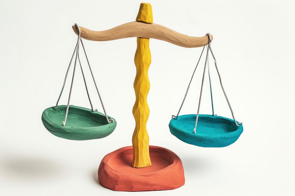 Clay 3d legal justice balance scale toy furniture hanging.