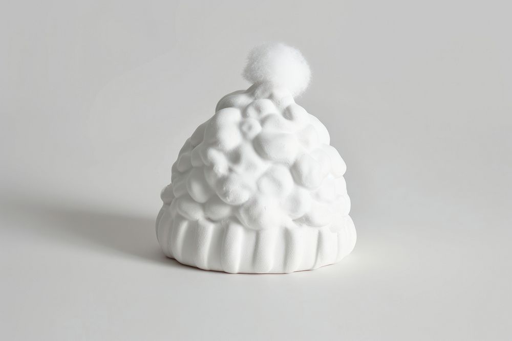 Clay 3d snow cap white porcelain figurine.