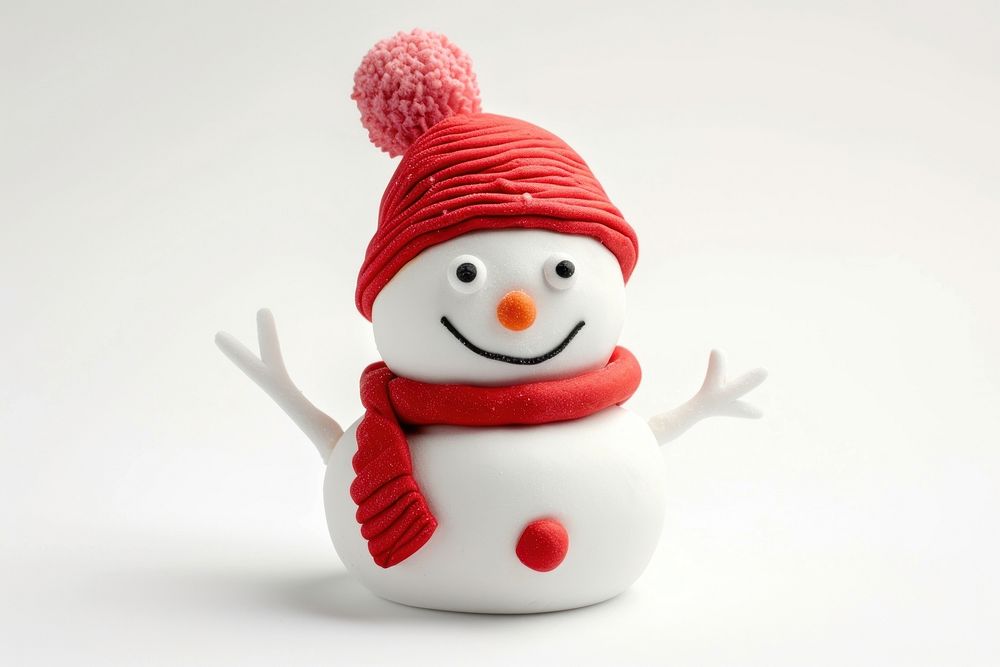 Clay 3d snow cap snowman winter white.