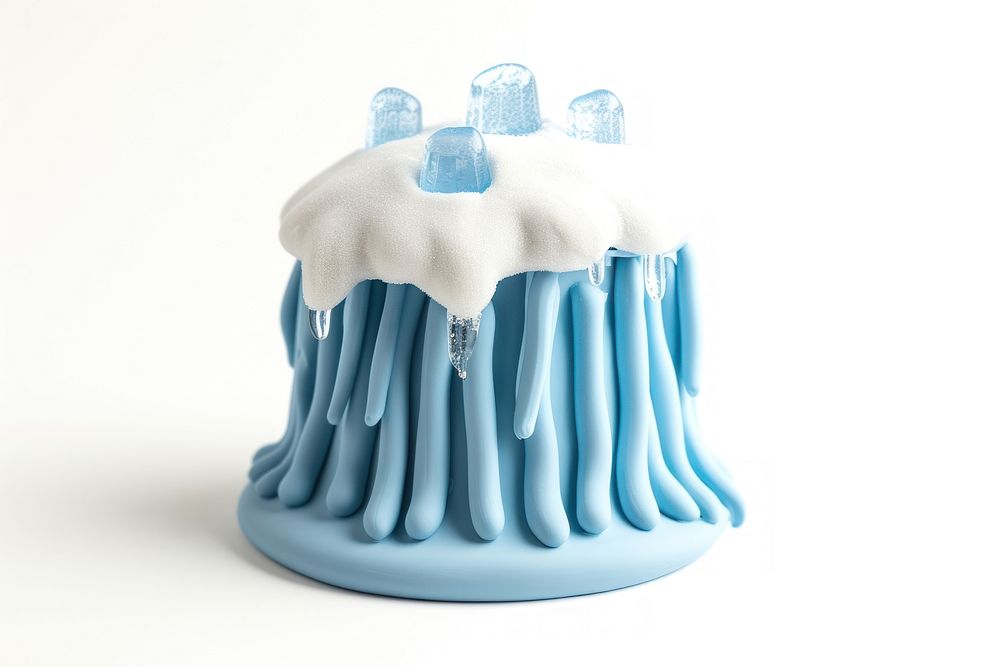 Clay 3d snow cap with hanging icicles dessert icing cake.