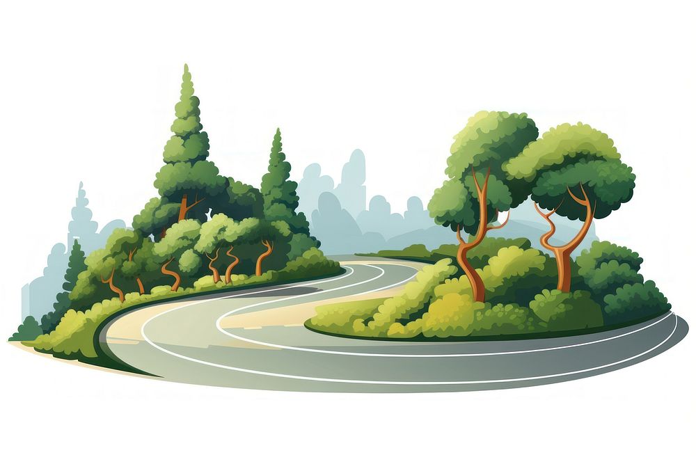 Curved road vector illustration landscape outdoors nature.