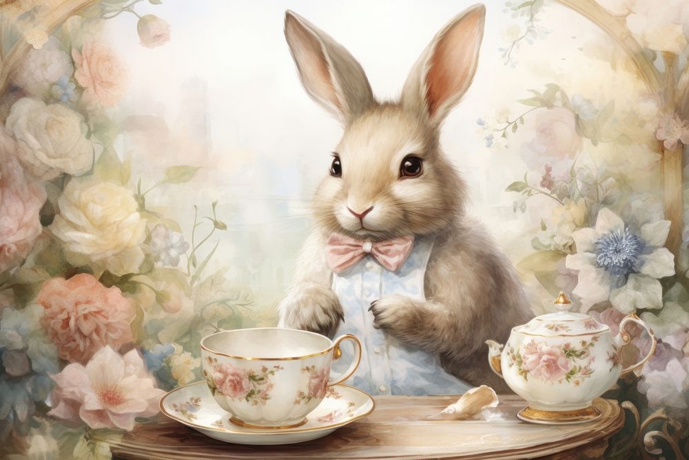 Bunny saucer animal mammal. AI generated Image by rawpixel.