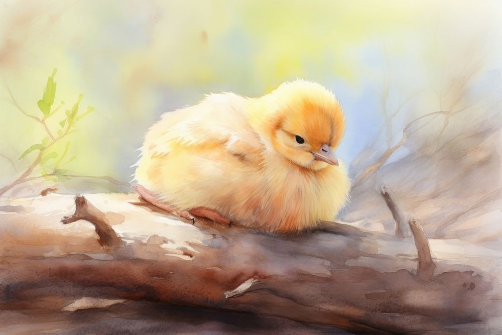 Cute baby chick outdoors drawing animal. AI generated Image by rawpixel.